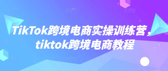 TikTok跨境电商实操训练营，tiktok跨境电商教程-好客网创