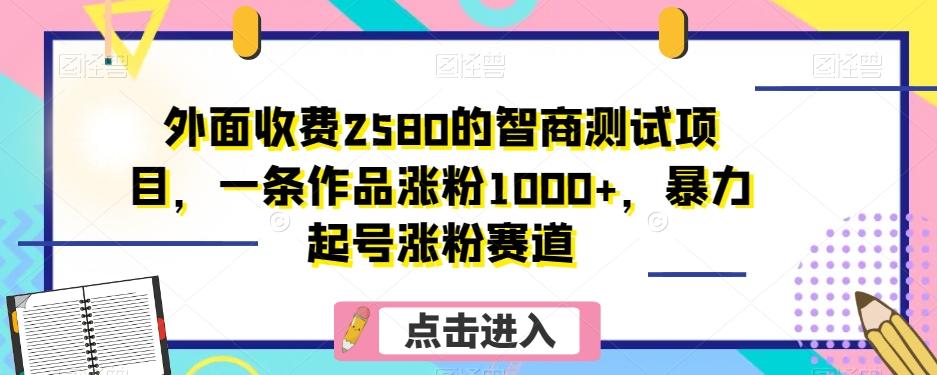 外面收费2580的智商测试项目，一条作品涨粉1000+，暴力起号涨粉赛道【揭秘】-好客网创
