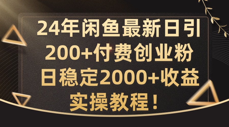 24年闲鱼最新日引200+付费创业粉日稳2000+收益，实操教程【揭秘】-好客网创