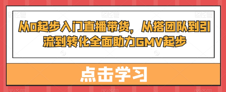 从0起步入门直播带货，​从搭团队到引流到转化全面助力GMV起步-好客网创