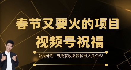 春节又要火的项目视频号祝福，分成计划+带货双收益，轻松月入几个W【揭秘】-好客网创