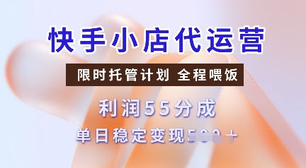 快手小店代运营，限时托管计划，收益55分，单日稳定变现多张【揭秘】-好客网创