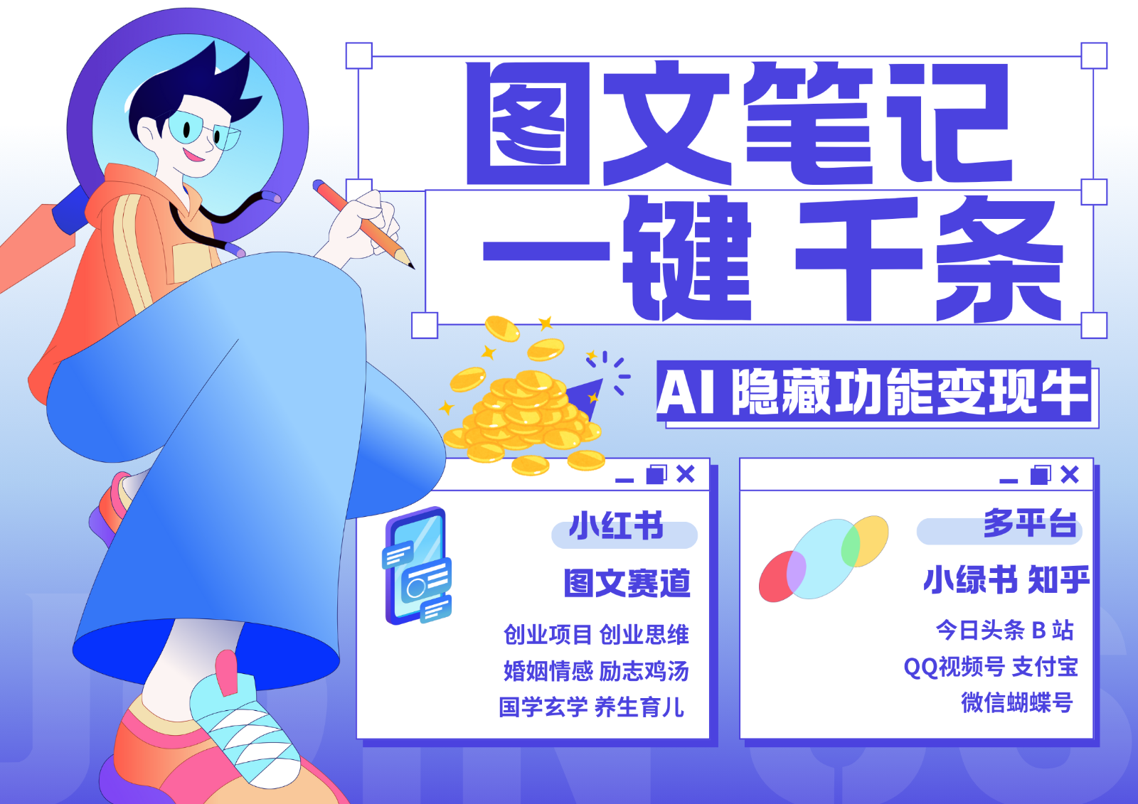1键生成数千条图文 创业国学 秒生笔记 小红书小绿书图文 轻松引流 变现30000+-好客网创