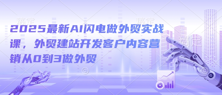 2025最新AI闪电做外贸实战课，外贸建站开发客户内容营销从0到3做外贸-好客网创