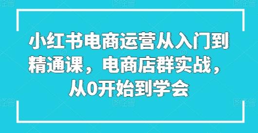 小红书电商运营从入门到精通课，电商店群实战，从0开始到学会-好客网创