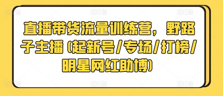 直播带货流量训练营，野路子主播(起新号/专场/打榜/明星网红助博)-好客网创