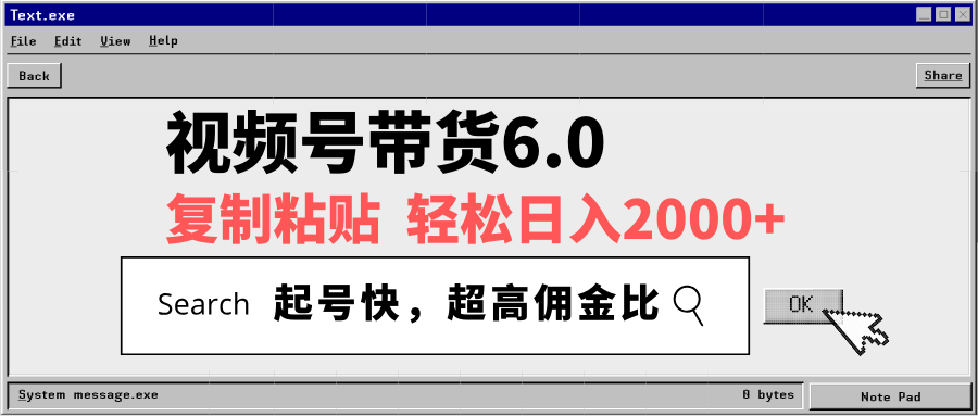 视频号带货6.0，轻松日入2000+，起号快，复制粘贴即可，超高佣金比-好客网创