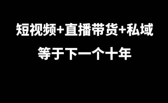 短视频+直播带货+私域等于下一个十年，大佬7年实战经验总结-好客网创