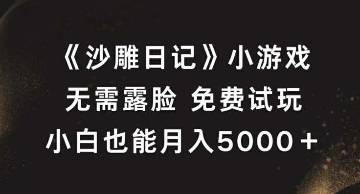 《沙雕日记》小游戏，无需露脸免费试玩，小白也能月入5000+【揭秘】-好客网创