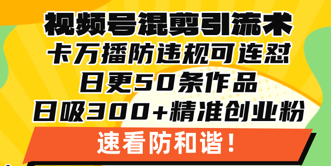 视频号混剪引流技术，500万播放引流17000创业粉，操作简单当天学会-好客网创