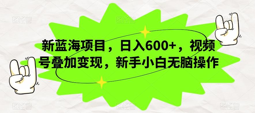 新蓝海项目，日入600+，视频号叠加变现，新手小白无脑操作【揭秘】-好客网创