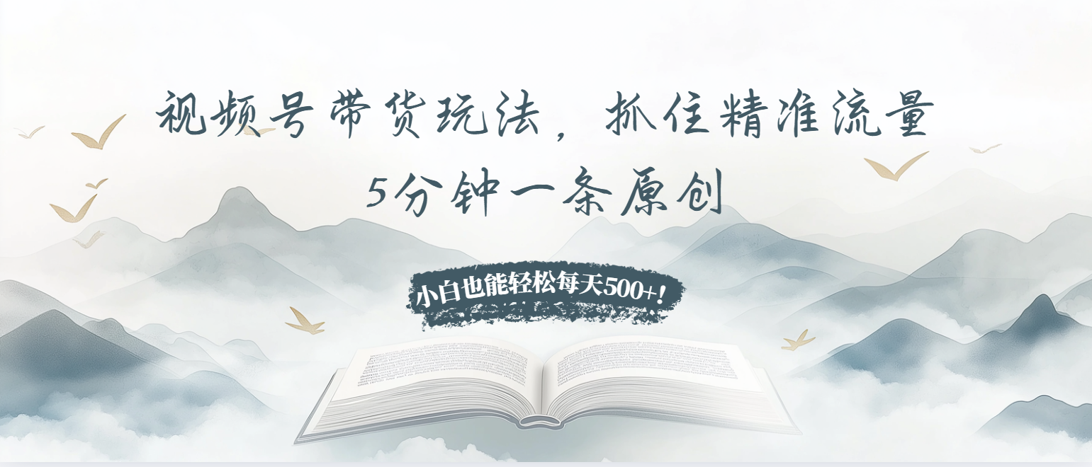 视频号带货玩法，抓住精准流量，5分钟一条原创，小白也能轻松每天500+！-好客网创