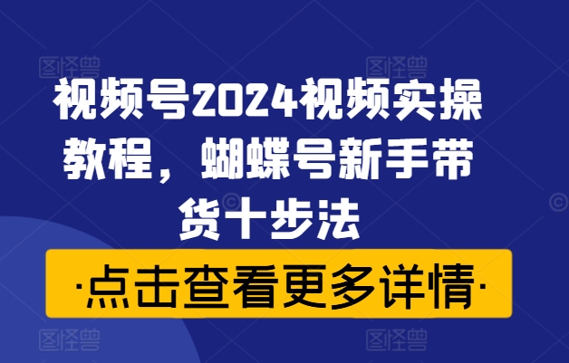 视频号2024视频实操教程，蝴蝶号新手带货十步法-好客网创