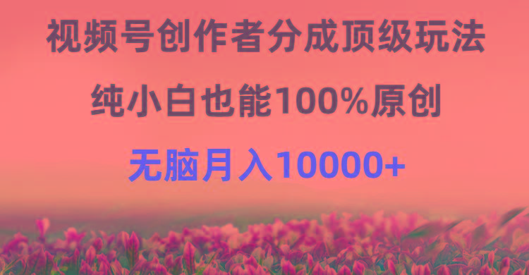 (9608期)视频号创作者分成顶级玩法，纯小白也能100%原创，无脑月入10000+-好客网创