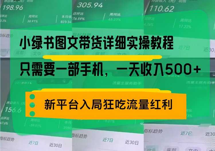 小绿书图文带货详细实操教程，只需要一部手机，一天收入500+，轻松变现-好客网创