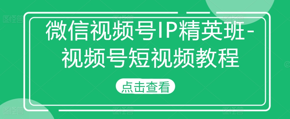 微信视频号IP精英班-视频号短视频教程-好客网创