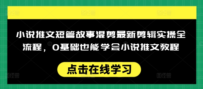 小说推文短篇故事混剪最新剪辑实操全流程，0基础也能学会小说推文教程，肯干多发日入多张-好客网创