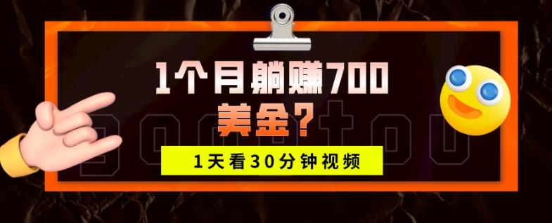1天看30分钟视频，1个月躺赚700美金？-好客网创