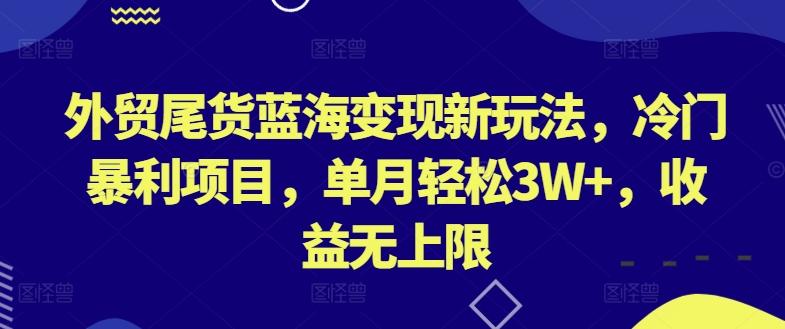 外贸尾货蓝海变现新玩法，冷门暴利项目，单月轻松3W+，收益无上限【揭秘】-好客网创