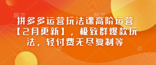 拼多多运营玩法课高阶运营【2月更新】,极致群爆款玩法,轻付费无尽复制等-好客网创
