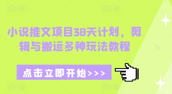 小说推文项目38天计划，剪辑与搬运多种玩法教程-好客网创