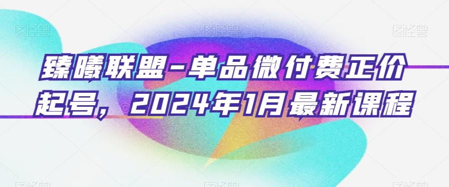 臻曦联盟-单品微付费正价起号，2024年1月最新课程-好客网创
