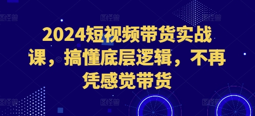 2024短视频带货实战课，搞懂底层逻辑，不再凭感觉带货-好客网创