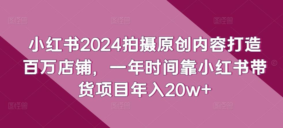 小红书2024拍摄原创内容打造百万店铺，一年时间靠小红书带货项目年入20w+-好客网创