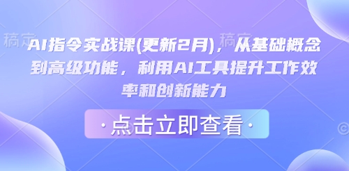 AI指令实战课(更新2月)，从基础概念到高级功能，利用AI工具提升工作效率和创新能力-好客网创