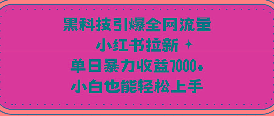 (9679期)黑科技引爆全网流量小红书拉新，单日暴力收益7000+，小白也能轻松上手-好客网创