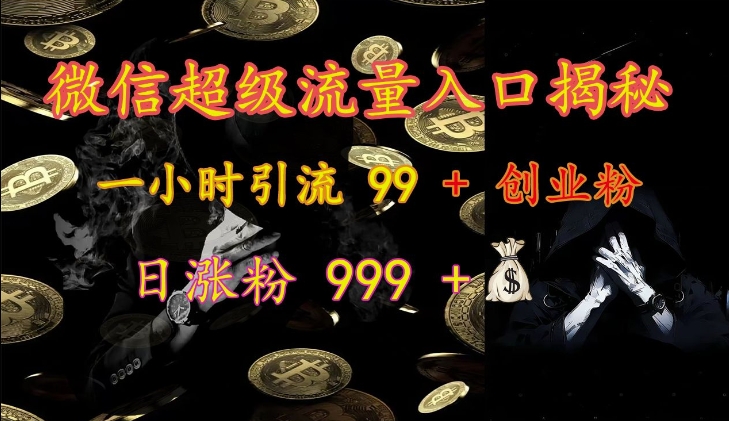 微信超级流量入口揭秘:一小时引流 99 + 创业粉,日涨粉 999 +-好客网创