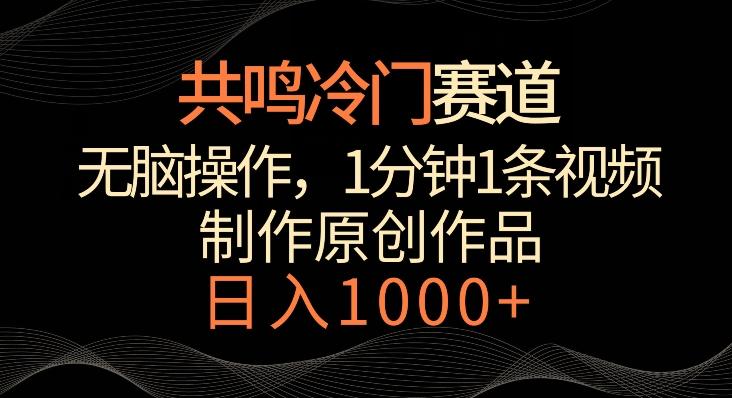 共鸣冷门赛道，无脑操作，一分钟一条视频，日入1000+【揭秘】-好客网创