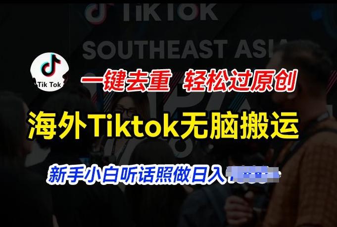 海外Tiktok短视频无脑搬运，一键去重轻松过原创，新手小白听话照做日入几张【揭秘】-好客网创
