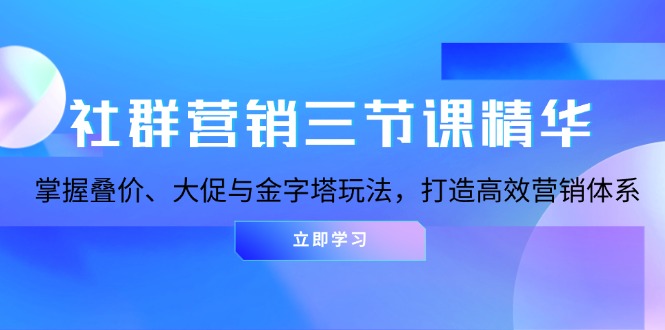 社群营销三节课精华：掌握叠价、大促与金字塔玩法，打造高效营销体系-好客网创