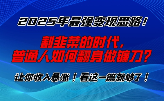 2025年最强变现思路，割韭菜的时代， 普通人如何翻身做镰刀？【揭秘】-好客网创
